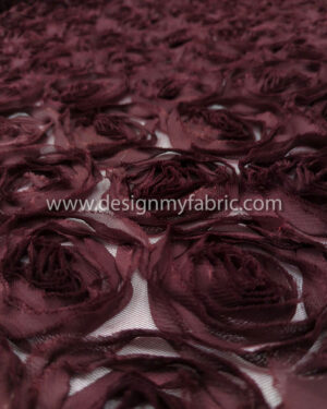 3D burgundy flower fabric #80257