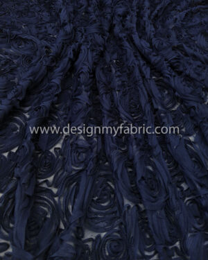 3D dark blue flower fabric #80267