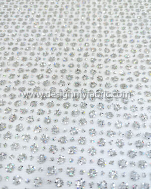 Silver reflect glitter on silver lace fabric #20662