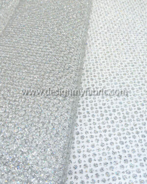 Silver reflect glitter on silver lace fabric #20662