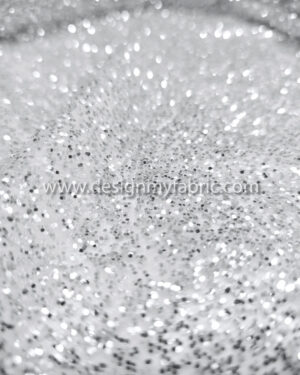Silver glitter on silver lace fabric #91579