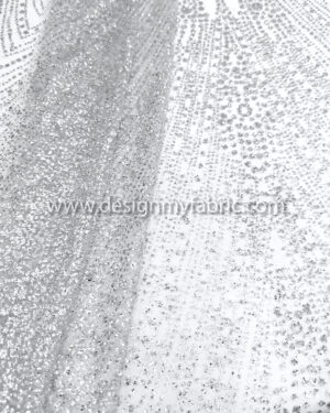 Silver glitter lace fabric #99148