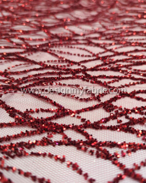Burgundy net glitter fabric #20531