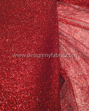 Red glitter net fabric #99576