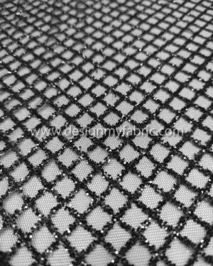 Black rhombus glitter lace fabric #81426