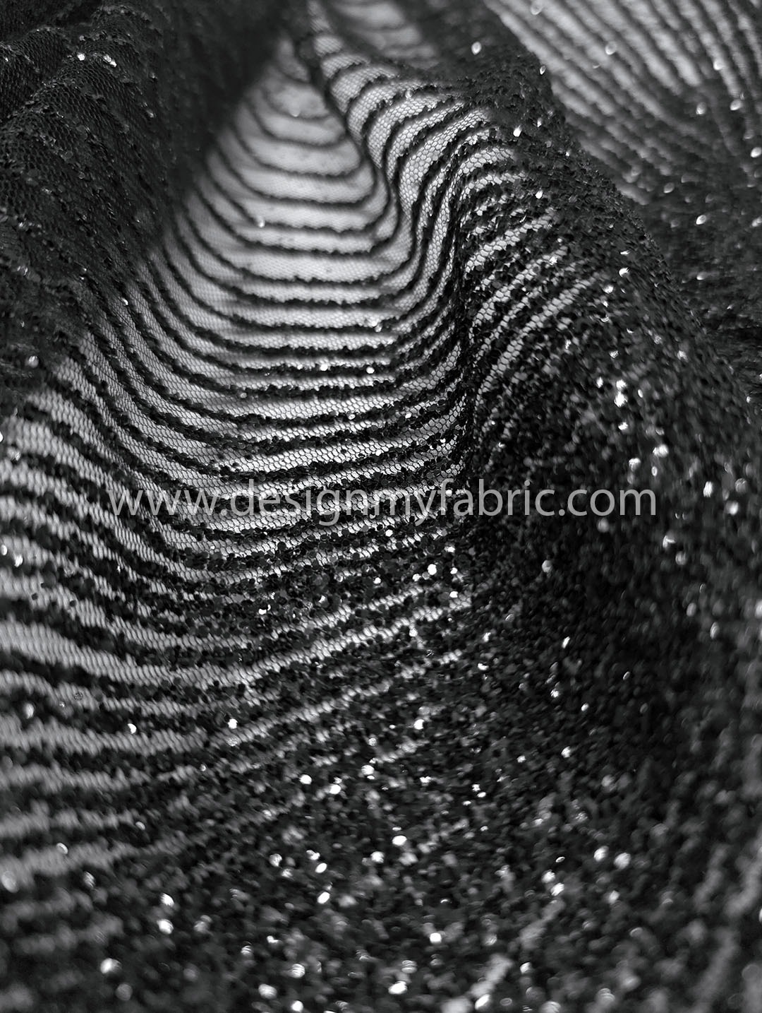 Black net glitter fabric #91584 - Design My Fabric