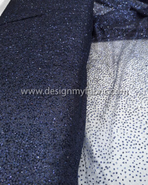 Ombre navy blue glitter net fabric #20536