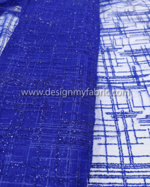 Electric blue net glitter fabric #20534