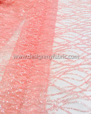 Pink glitter net fabric #91586