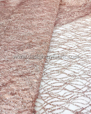 Silver glitter on dusty pink net fabric #99151
