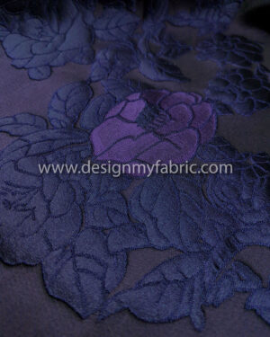 Purple and navy blue floral jacquard #99550