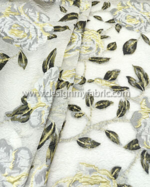 Gold and green floral cream jacquard #91949
