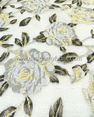 Gold and green floral cream jacquard #91949
