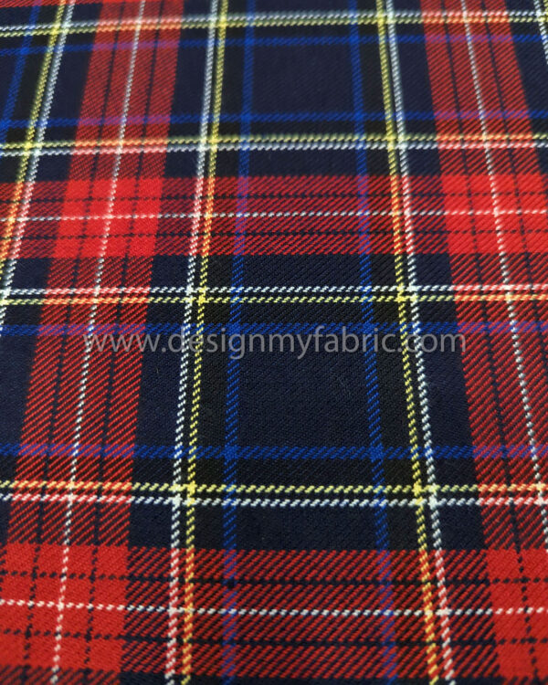 Red and blue tartan fabric #50942 - Image 2