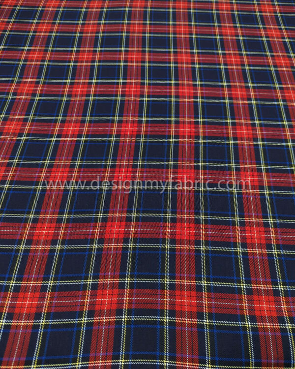 Red and blue tartan fabric #50942 - Image 6