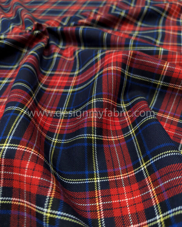 Red and blue tartan fabric #50942 - Image 4