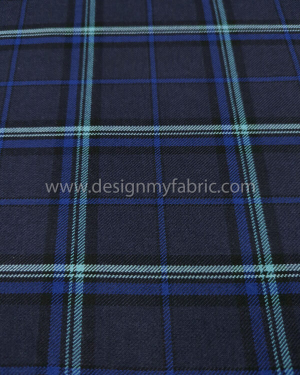 Blue tartan fabric #50950 - Image 2