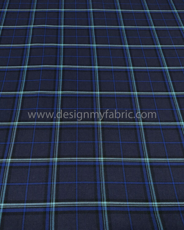 Blue tartan fabric #50950 - Image 6