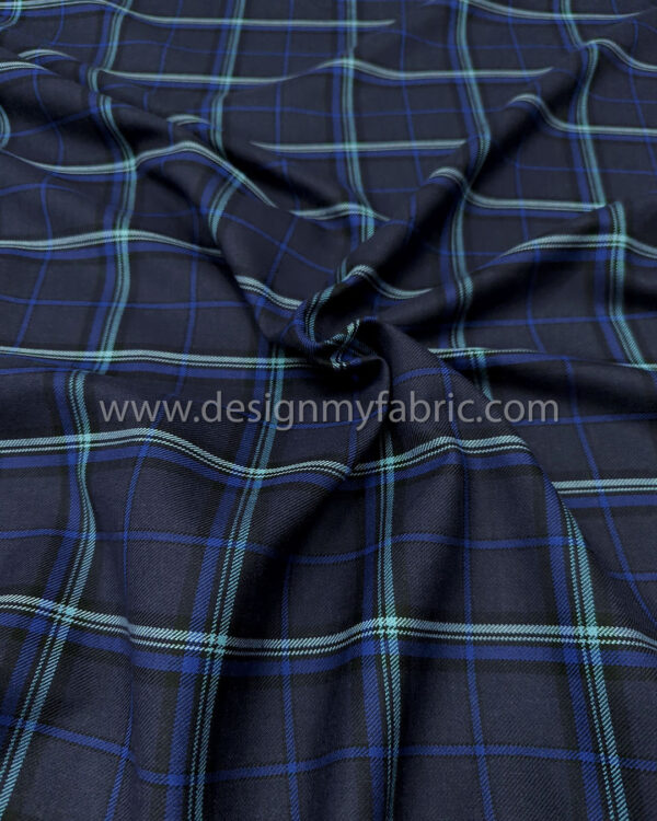 Blue tartan fabric #50950 - Image 5