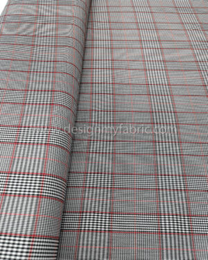 Red and black houndstooth coating fabric #50468