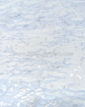 Baby blue french lace with sequined fabric #50347