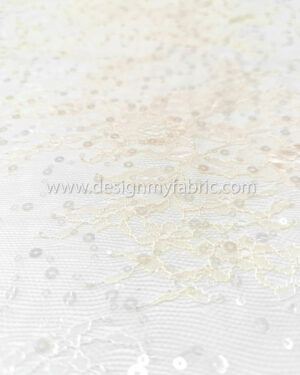 Pastel apricot french lace with sequined fabric #50344