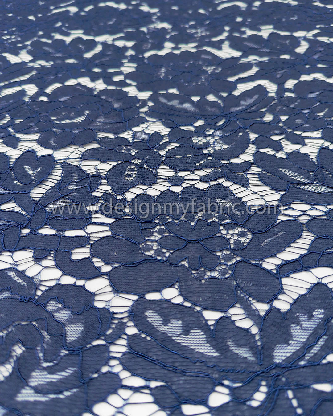 Blue french lace fabric #20575 - Design My Fabric