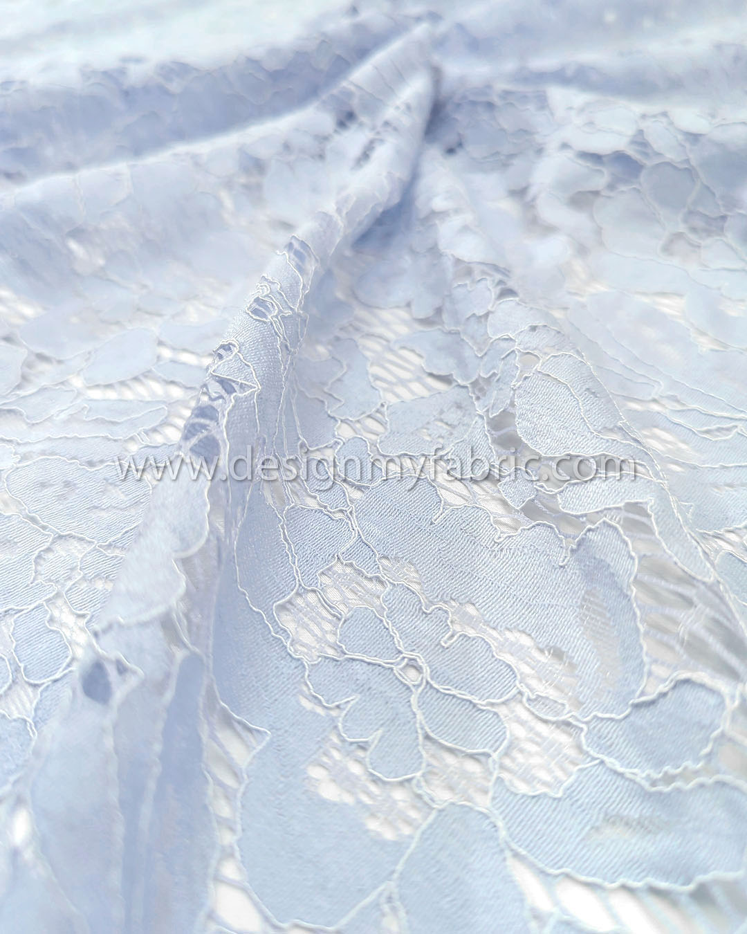 Baby blue french lace fabric #20693 - Design My Fabric