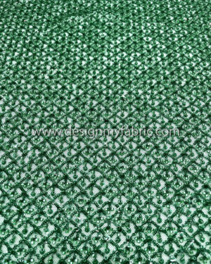 Green sequined and beaded lace fabric #50512