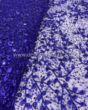 Blue 3d flower lace fabric #50514