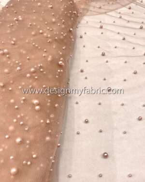 Bronze pearls lace fabric #51087