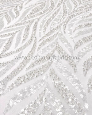 Off white bridal lace with sequines and beads #50521