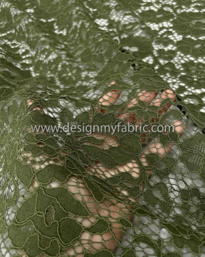 Olive green french lace fabric #50544
