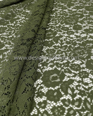 Olive green french lace fabric #50544