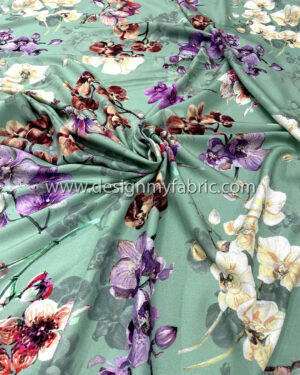 Colorful orchidea flowers poplin fabric #70078