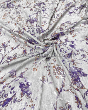 Grey and purple poplin fabric #90266