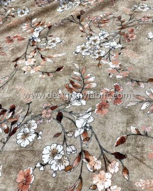 Orange and brown flower poplin fabric #95030
