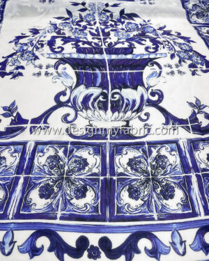 Blue and purple majolica chiffon fabric #51078