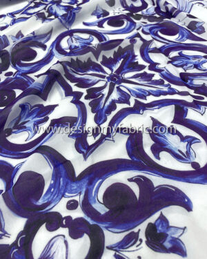 Blue and purple majolica chiffon fabric #51077