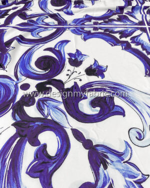 Blue and purple majolica satin fabric #51074