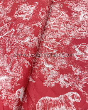 Red and white poplin fabric #51102