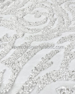 White beads and sequines lace fabric #50513