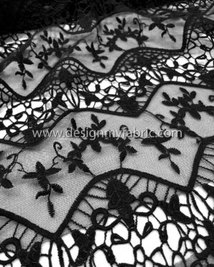 Black guipure and lace floral fabric #99057