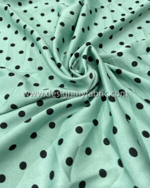 Mint satin with black dots #50267