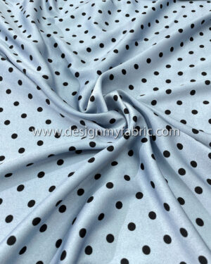 Baby blue satin with black dots #50264