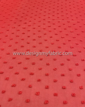 Red polka dots chiffon fabric #91549