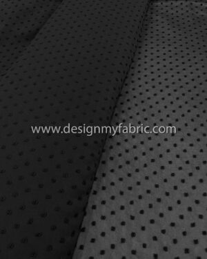 Black polka dots chiffon fabric #91552