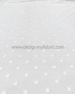 White polka dots lace fabric #20019