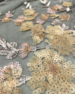 Pink flower and black lace fabric #99011