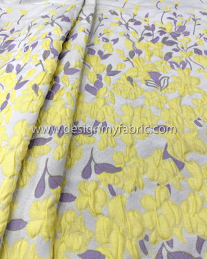 Purple and yellow floral grey jacquard #80846
